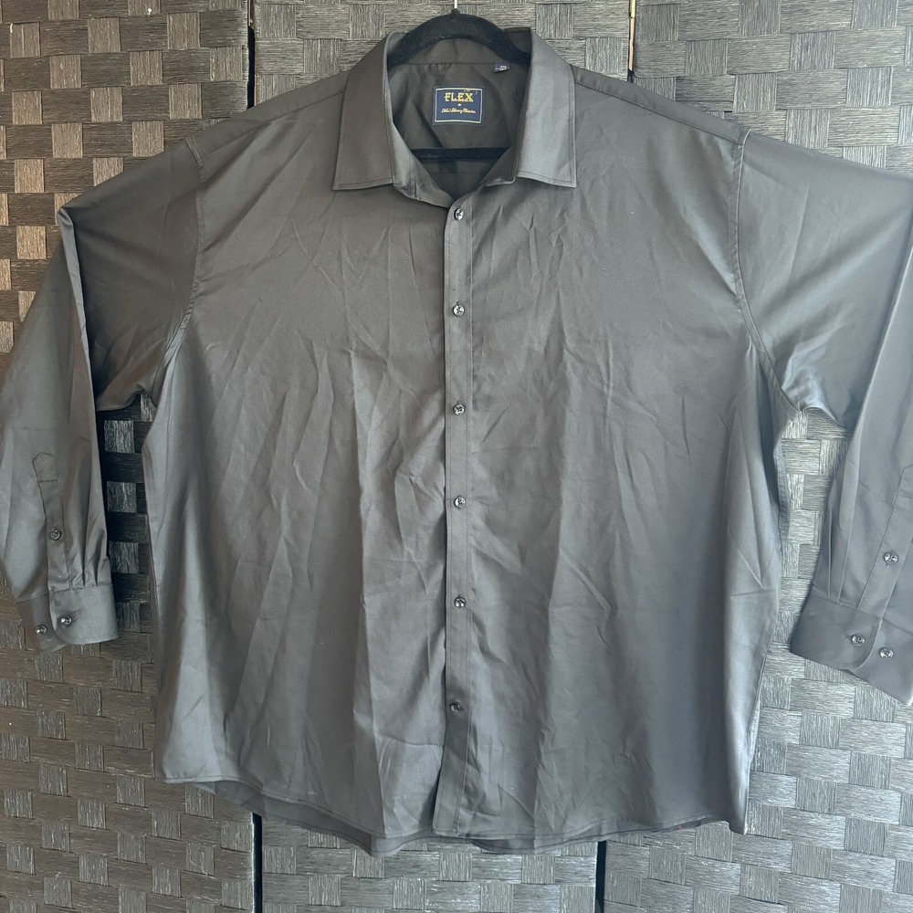 Flex Men's Luxury Collection Black Long Sleeve Button Down Shirt Size 4XL